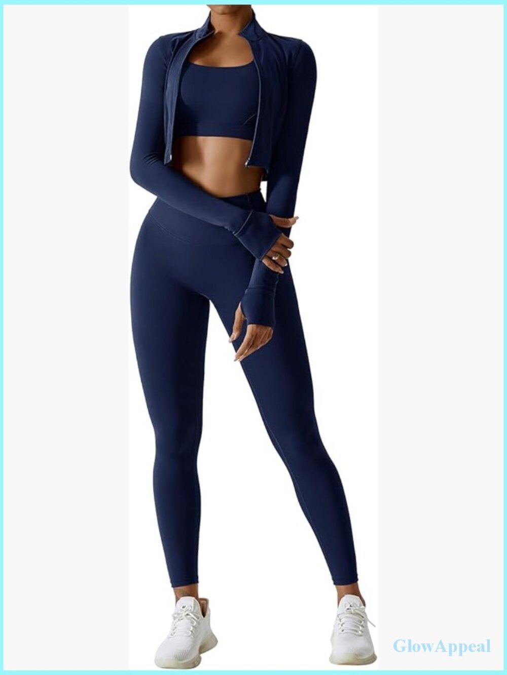 3-Piece Workout Set: Zip Jacket, Sports Bra & Leggings, Tummy Control